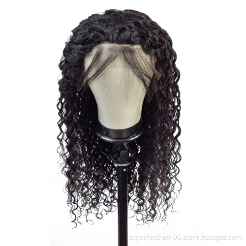 180% Density For Black Women  100% Brazilian Virgin Human Hair Deep Wave Lace Front Wig